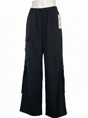 Wide Leg Cargo Pants - Black